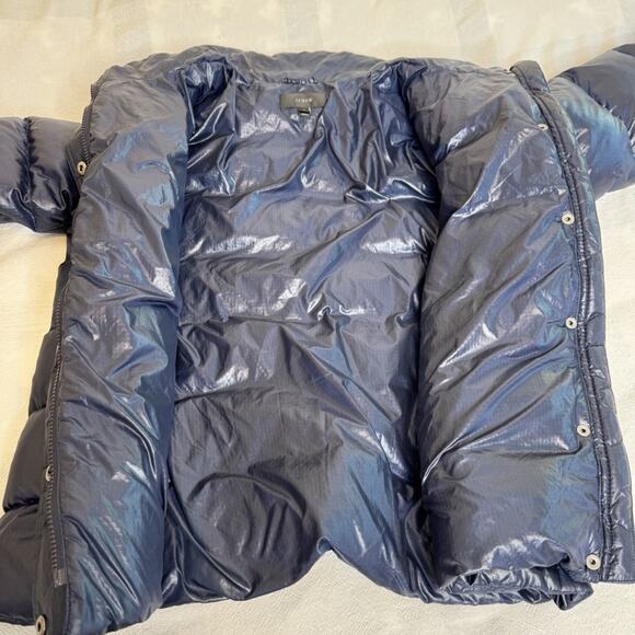 J.CREW Shiny Puffer Down Jacket Blue Size M - Picture 8 of 12